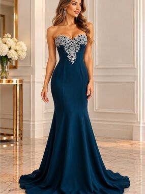 BNWT La Femme beaded gown